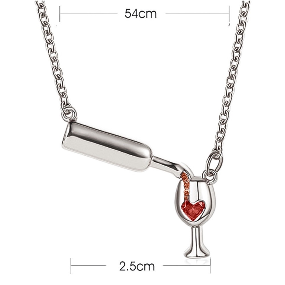 2/$20!  Silver Wine Lovers Necklace - Picture 6 of 8